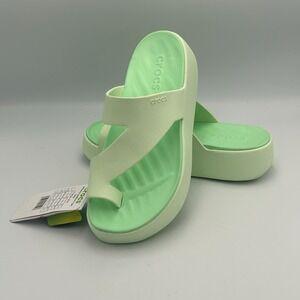 CROCS Getaway Platform Toe Loop Sandals Jade Mint Green Womens 5 Kids Size 3 NEW